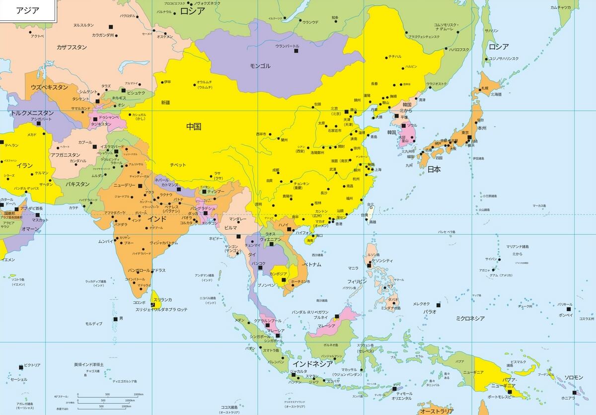 各国のアジア地図